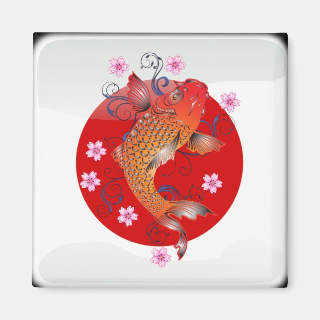 Japanische Hochglanzflagge Magnet (Vorne)