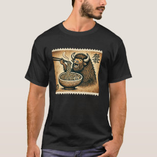 Japanische Höhlenkunst Briefmarke Nudeln Bison Ram T-Shirt