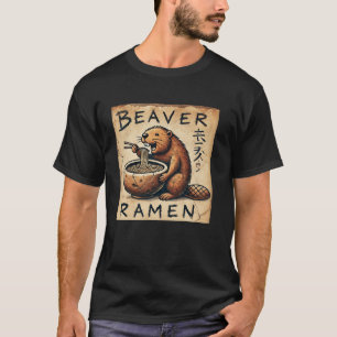 Japanische Höhlenkunst Noodles Lover Wildlife Beav T-Shirt