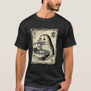 Japanische Höhlenkunst Wildlife Nudelfan Seehund R T-Shirt