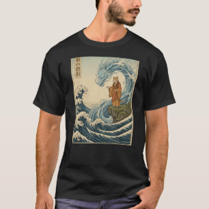 Japanische Holzschnittkunst Katze Mönch Zähmung Wa T-Shirt