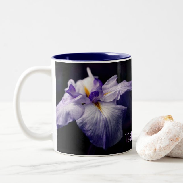Japanische Iris Beauty Blume Personalisiert Zweifarbige Tasse (Mit Donut)