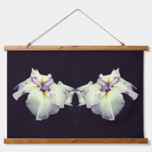 Japanische Iris-Blume in Bloom Abstrakt Wandteppich Mit Holzrahmen