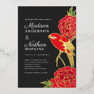 Japanische Ito Jakuchu Hochzeitsfolie-Einladung Folieneinladung