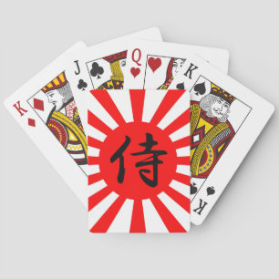 Japanische Kaiserflagge mit Samurai-Kanji-Symbol Spielkarten