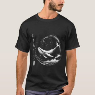 Japanische Kalligrafie Buckelwal im Weltraum Tranq T-Shirt
