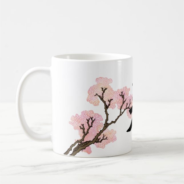 Japanische Kalligraphie "Bi" u. Kirschblüten Kaffeetasse (Links)