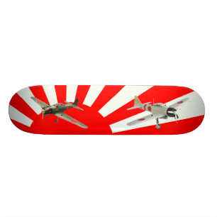 Japanische Kämpfer-Flugzeuge mit Flagge Skateboard