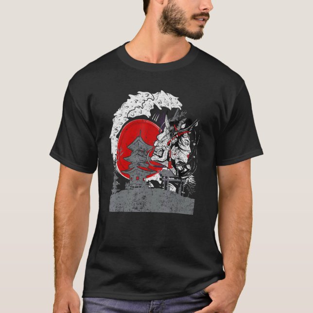 Japanische Kampfkunst Tengu Samurai mit Geisha Ja T-Shirt (Vorderseite)