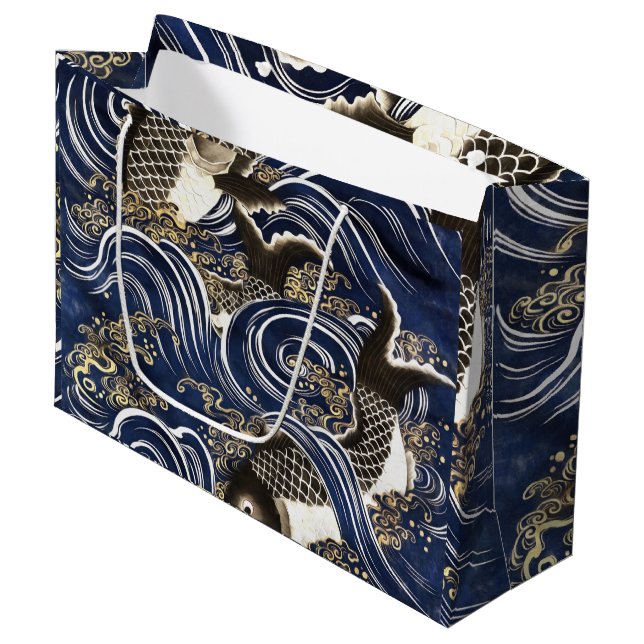 Japanische Karpfen-Geschenktasche Große Geschenktüte (Vorderseite Schrägansicht)