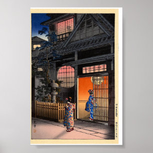 Japanische Kasamatsu-Nacht-Dorf-Kunst Poster