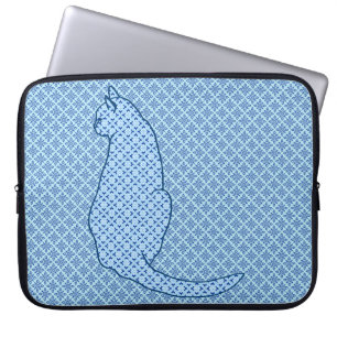 Japanische Katze - Blue Kimono Print Laptopschutzhülle