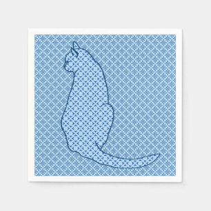 Japanische Katze - Blue Kimono Print Serviette