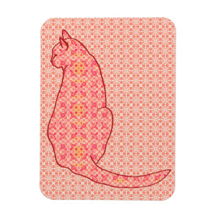 Japanische Katze - Coral Orange Batik Magnet