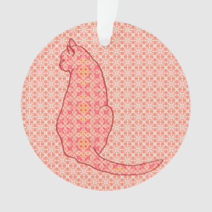 Japanische Katze - Coral Orange Batik Ornament