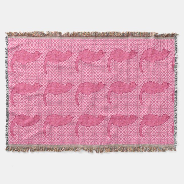 Japanische Katze - Fuchsia Pink Batik Decke (Vorderseite)