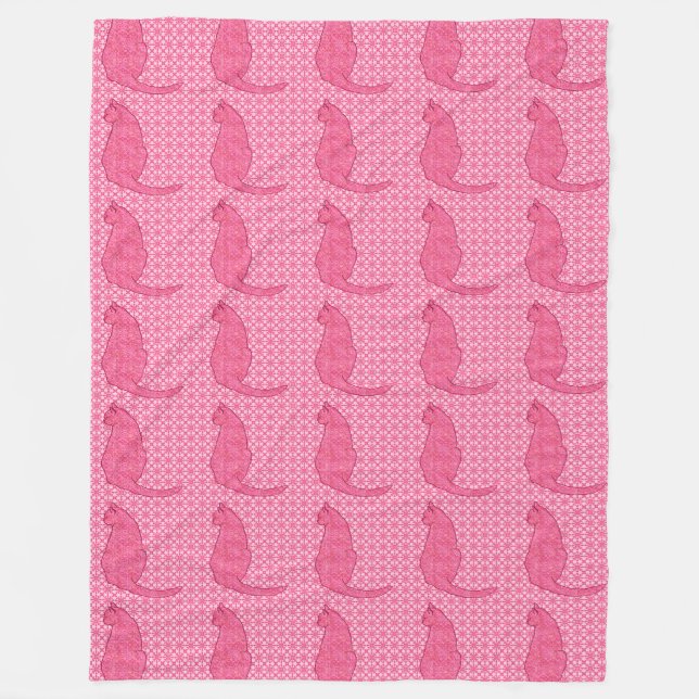 Japanische Katze - Fuchsia Pink Batik Fleecedecke (Vorderseite)