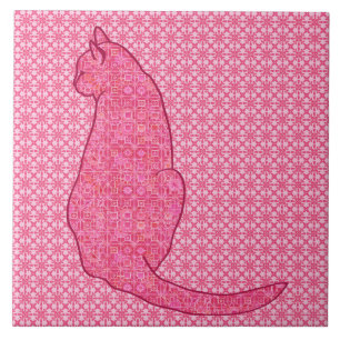 Japanische Katze - Fuchsia Pink Batik Fliese