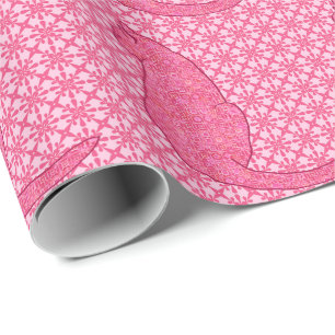 Japanische Katze - Fuchsia Pink Batik Geschenkpapier