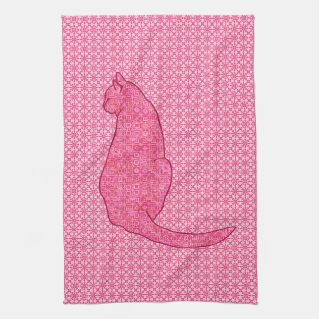Japanische Katze - Fuchsia Pink Batik Handtuch (Vertikal)