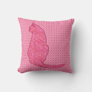 Japanische Katze - Fuchsia Pink Batik Kissen