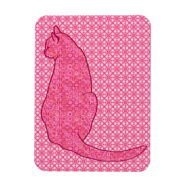 Japanische Katze - Fuchsia Pink Batik Magnet (Vertikal)