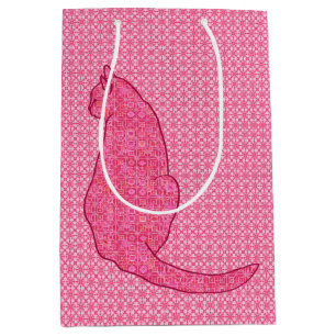 Japanische Katze - Fuchsia Pink Batik Mittlere Geschenktüte