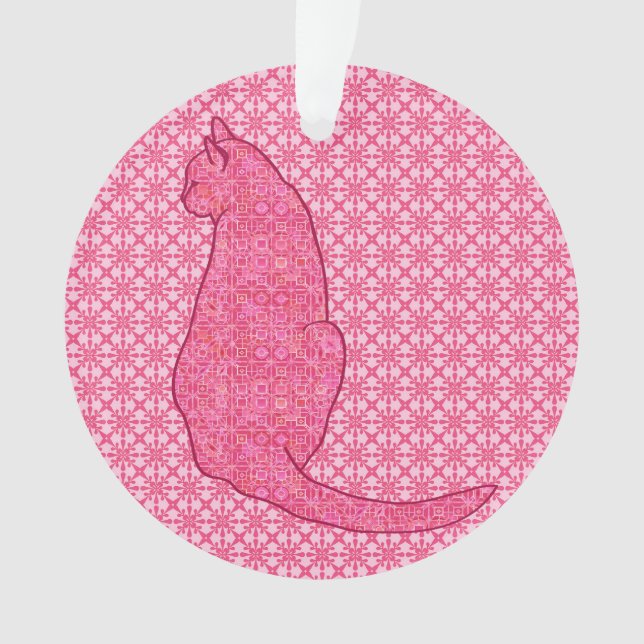 Japanische Katze - Fuchsia Pink Batik Ornament (Vorderseite)