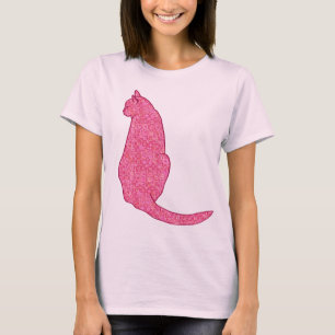 Japanische Katze - Fuchsia Pink Batik T-Shirt