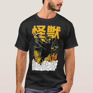 Japanische Katze Japan Kaiju Monster Manga Fliege  T-Shirt