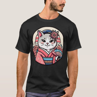 Japanische Katze Kimono miaut T-Shirt