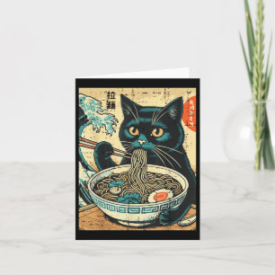 Japanische Katze Ramen Große Welle Vintage Art Ess Karte