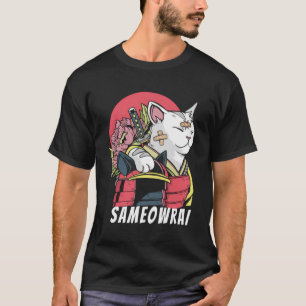 Japanische Katze Samurai Katana Sameowrai Anime Fu T-Shirt