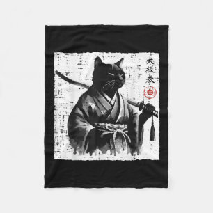 Japanische Katze Samurai Tai Chi Ninja Art Men Boy Fleecedecke