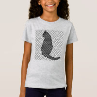 Japanische Katze - Schwarz-Weiß-Kimono-Druck