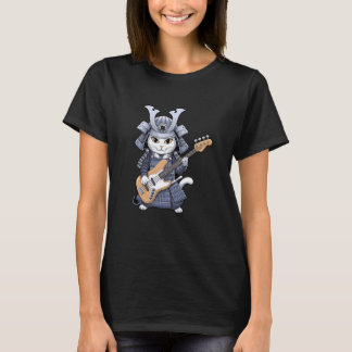 Japanische Katze spielt Bassgitarre künstlerisches T-Shirt