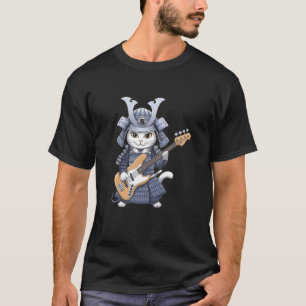 Japanische Katze spielt Bassgitarre künstlerisches T-Shirt