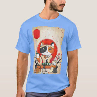 Japanische Katze Sushi Cherry Blossom T-Shirt