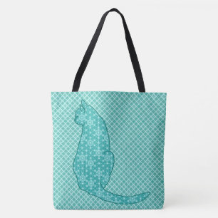 Japanische Katze - Türkisfarben Kimono Print