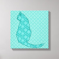 Japanische Katze - Türkisfarben Kimono Print