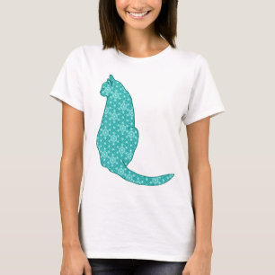 Japanische Katze - Türkisfarben Kimono Print T-Shirt