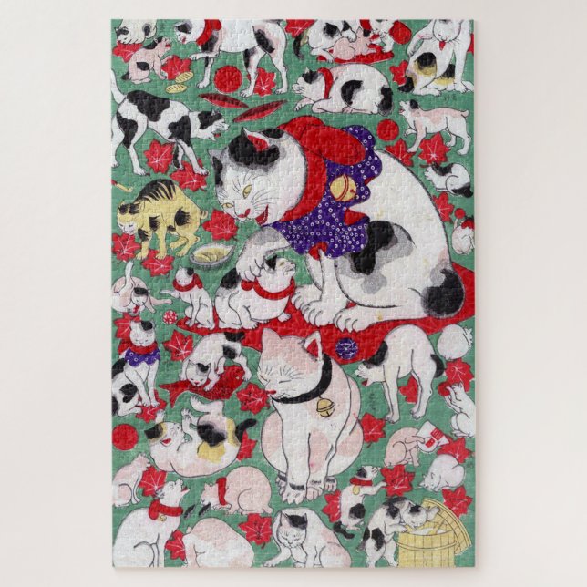Japanische Katze, Ukiyo-e Puzzle (Vertikal)