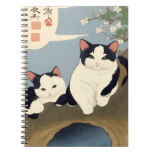Japanische Katzen blühendes Baum Notizbuch Notizblock
