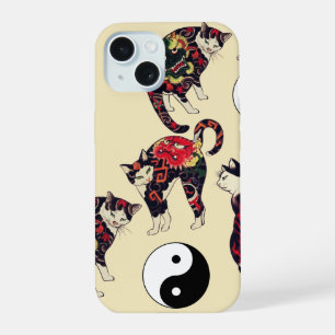 JAPANISCHE KATZEN, DRACHEN ROTE TEUFEL TATTOOS, YI iPhone 15 HÜLLE