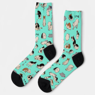 Japanische Katzen (hintergrundfarbe anpassbar) Socken