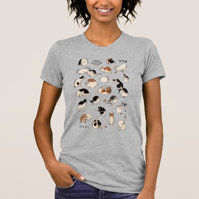 Japanische Katzen, Hiroshige, Ukiyo-e T-Shirt (Vorderseite)