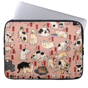 Japanische Katzen Holzschnitt ukiyo-e Vintage Kitt Laptopschutzhülle
