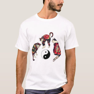 JAPANISCHE KATZEN, ROTE TATTOOS, YIN YANG T-Shirt