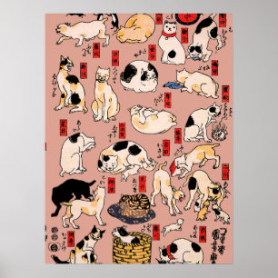 Japanische Katzen Ukiyo-e Art Funny Poster