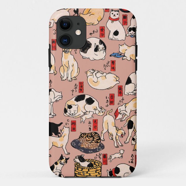 Japanische Katzen Ukiyo-e Funny kitty Case-Mate iPhone Hülle (Rückseite)